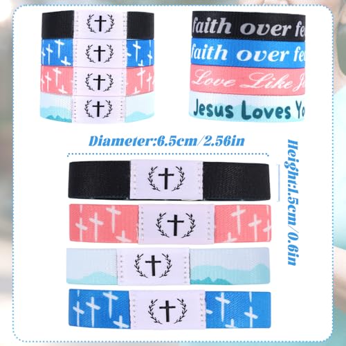 4pcs Bible Bracelets, Scripture Verse Bracelets with NFC Scan Christian Wearable Elastic Jesus Wristbands for Women Men Inspirational Bible Bands Gifts(4 Colors)2