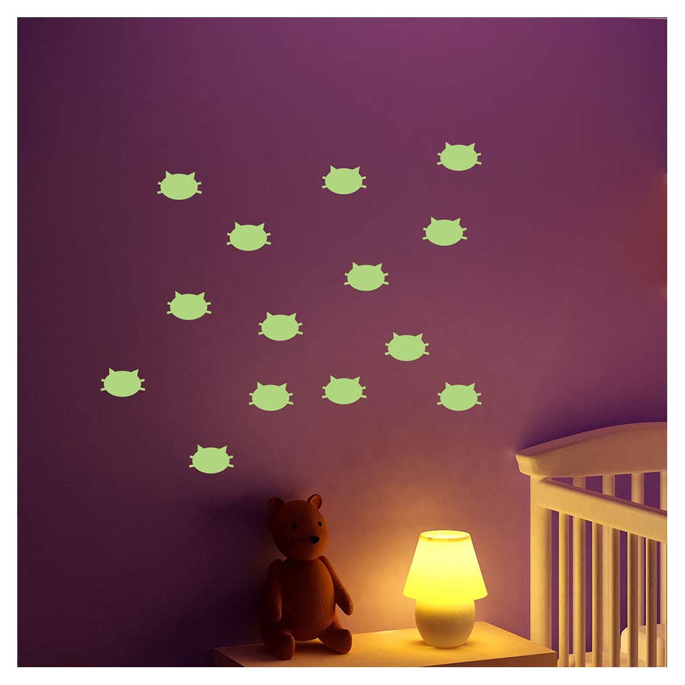 Glow in The Dark Wall Sticker 14 Cats - 10 x 55cm, 10x55