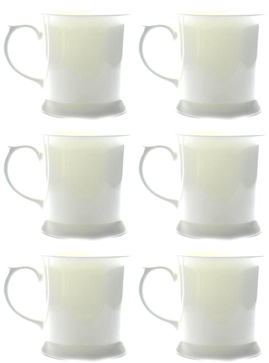 Kirsty Jayne China White Bone China Set Of 6 Trent Tankards Mugs *Approx.9oz Beakers/Mugs