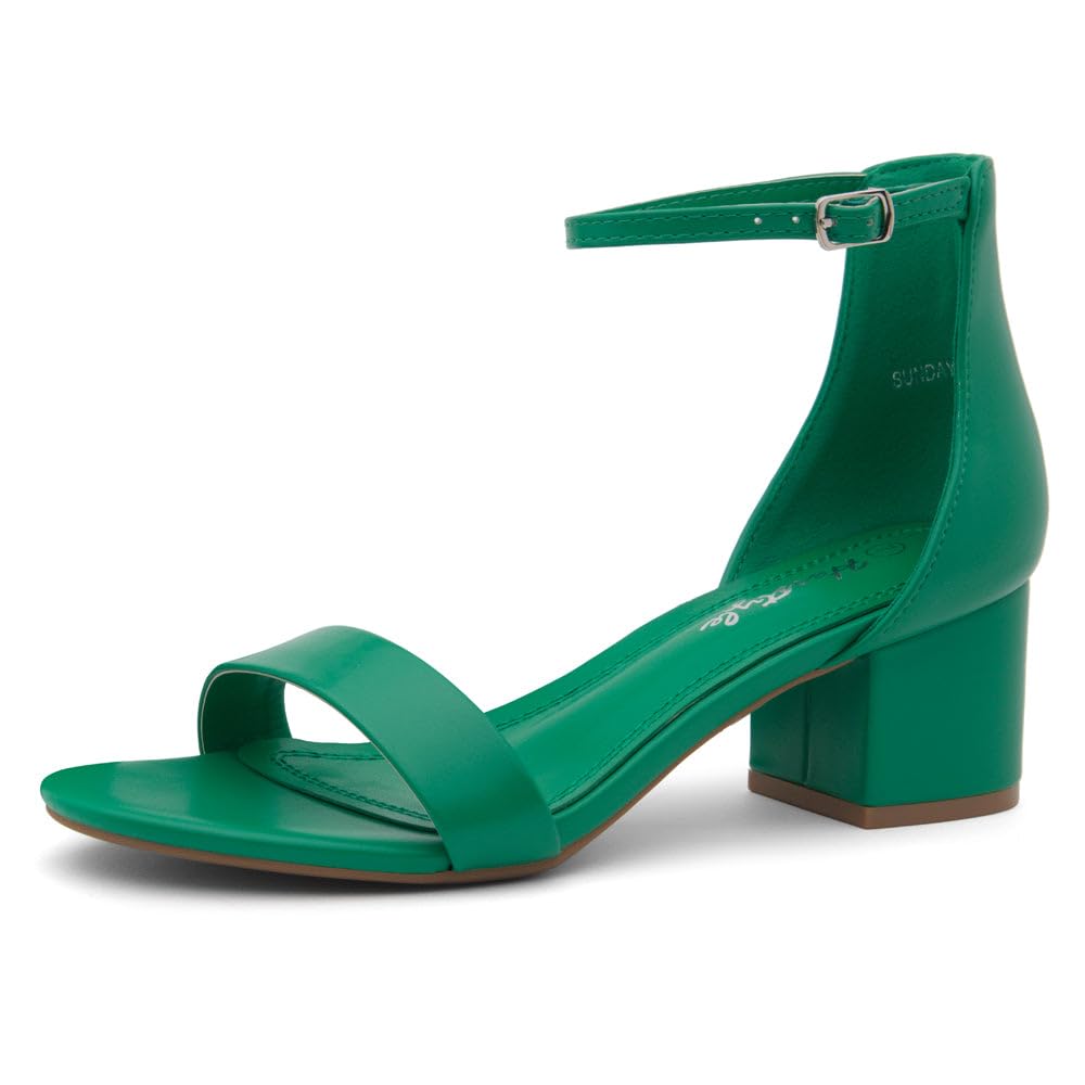 Herstyle Sunday Women's Open Toe Ankle Strap Block Chunky Low Heeled Sandal Comfortable Office Pump Shoes