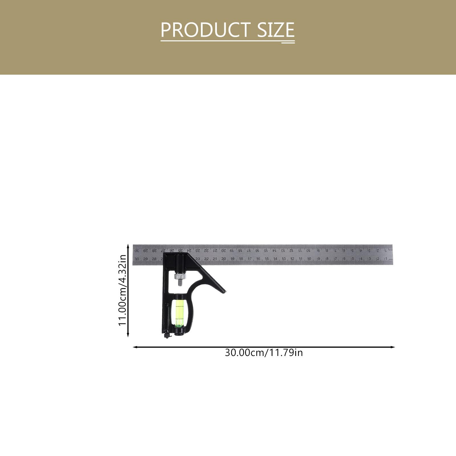 ARTIBETTER Stainless Steel 2pcs Combination Square 90 Degree 45 Degree Marking Adjustable Woodworking Tool