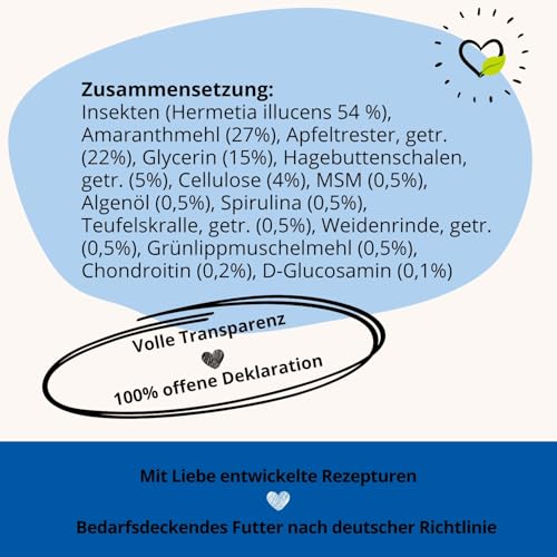 BugBell Getreidefreier Hundesnack für Knochen & Gelenke 60g, bei Arthrose, Patellaluxation, mit Grünlippmuschel & Spirulina & Weidenrinde & Teufelskralle