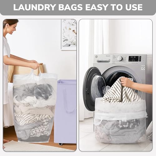 Image of Goodpick Laundry Basket with Wheels 2-Pack, 75L Collapsible Laundry Baskets with Removable Wash Bag, Clothes Laundry Hamper on Wheels, Light Purple