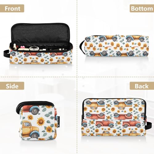 Bolsa organizadora portátil para herramientas de cabello con diseño de viejos camiones y girasoles, resistente al calor para planchas y rizadores miniatura 5
