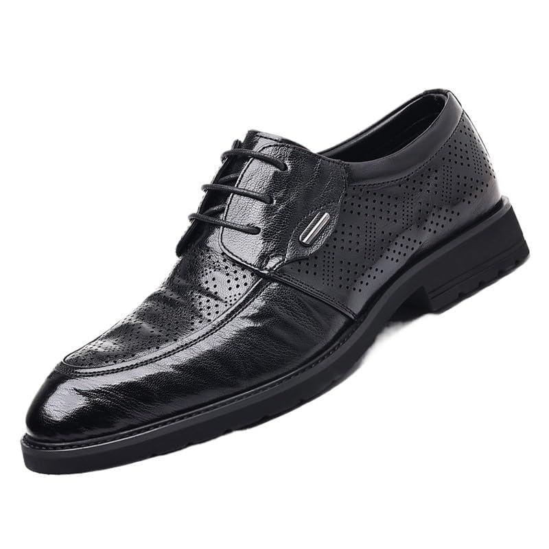 Men's Oxfords Business Dress Shoes Men's Breathable Leather Wingtip Brogue Oxfords Formal Business Casual Lace Up Oxford Suit Tuxedo Patent Leather Shoes Slip on Patent Leather Modern Dress Shoes for