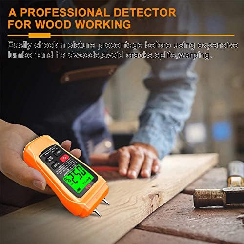 Moisture Meter Detector Wood Moisturer Meter for Walls Firewood Drywall Concrete (Pin-Type)