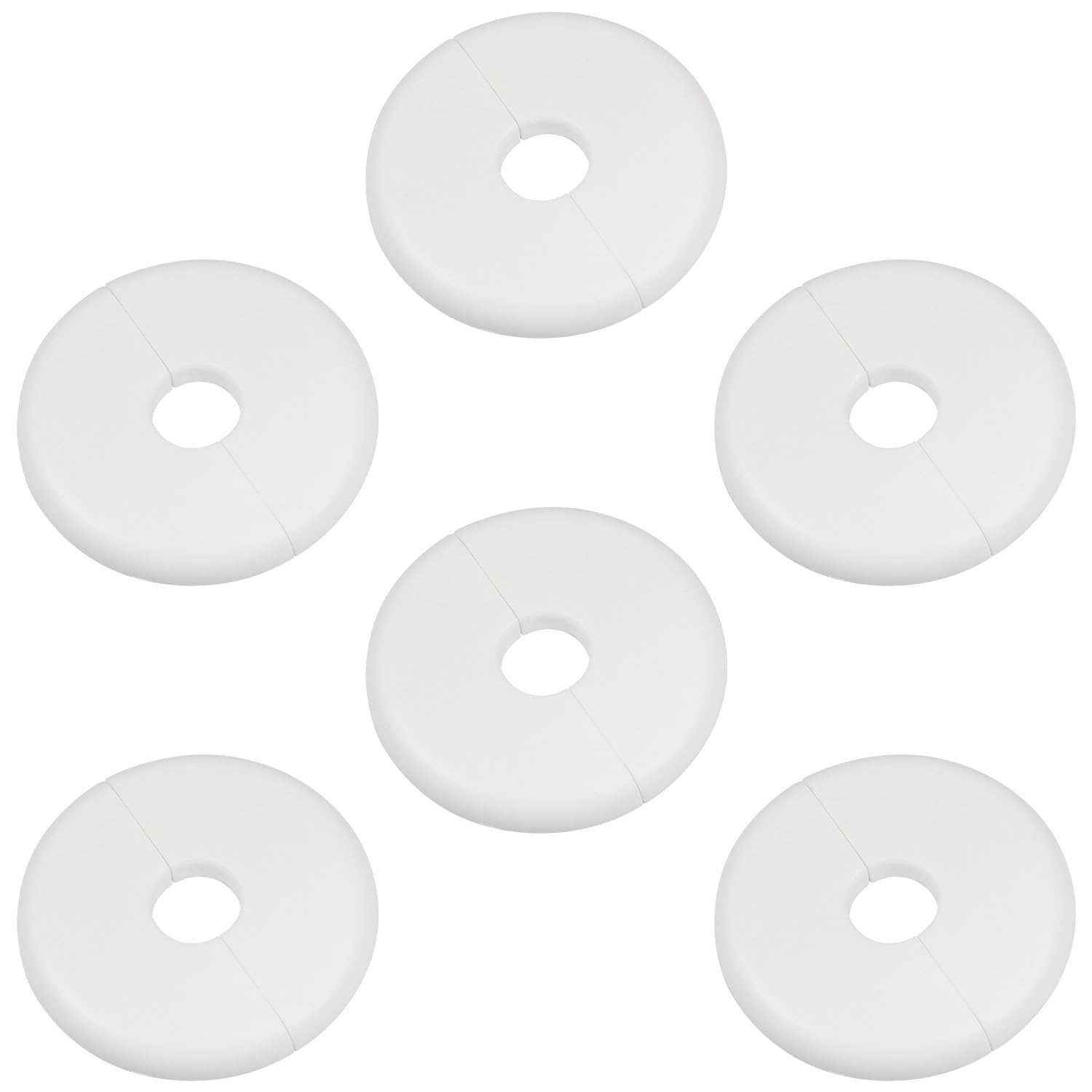 6Pcs Self-Adhesive Split Flange for 0.6" Pipe, ABS Round Escutcheon Plate