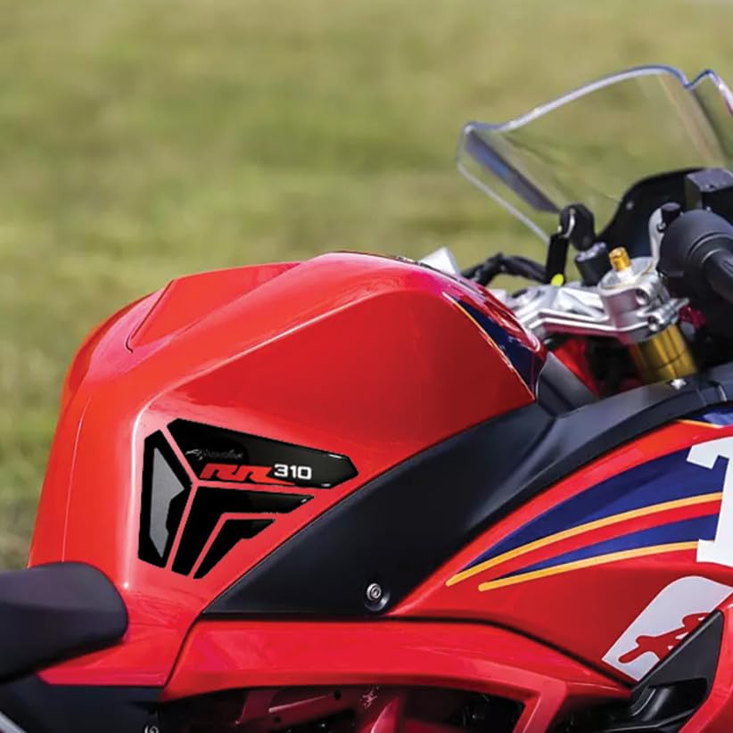 Image of Apache RR310 Motorcycle Side Knee Pad Decals and Stickers, Red and Black (RED Silver)