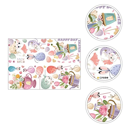 3 Sheets Pink Arts Peel Decoration Room Stick Decal Animal Cling Baby Wallpaper Stickers Easter Kids Wall Mural Egg For Decorations Decor Vinyl Bunny Cartoon Decals Clings Festive #TOP1