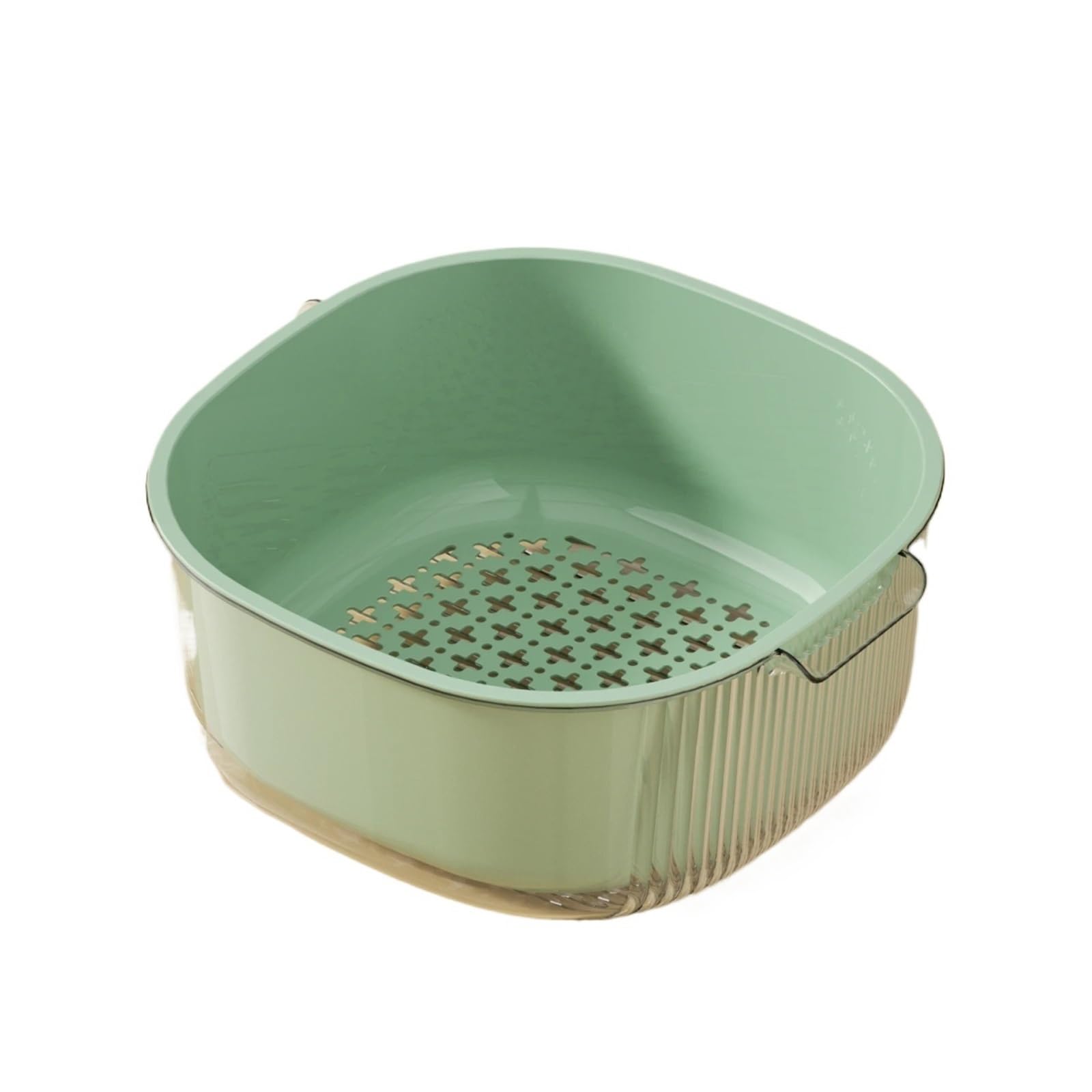 Cesta de drenaje frutas multifuncional, utensilio cocina, 2 uds Para Cocina | Deshidratador de verduras de doble capa, cesta de drenaje de frutas de gran capacidad(Green)