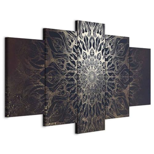 murando Cuadro en Lienzo Mandala 200x100 cm Impresión de 5 Piezas Material Tejido no Tejido Impresión Artística Imagen Gráfica Decoracion de Pared Oriente p-A-0029-b-n