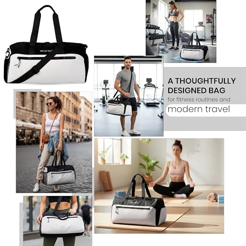 Image of Storite Multipurpose Travel Duffle Bag, Lightweight Luggage Bag with Shoe Compartment, Water Resistance, Overnight Bag with Mesh & Zipper Pockets for Traveling, Gym & Weekend Trips (Grey, 48x30x22cm)