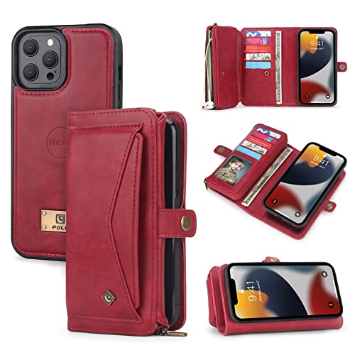 Étui portefeuille iPhone 15 Pro Max en cuir PU détachable avec porte-cartes intégré