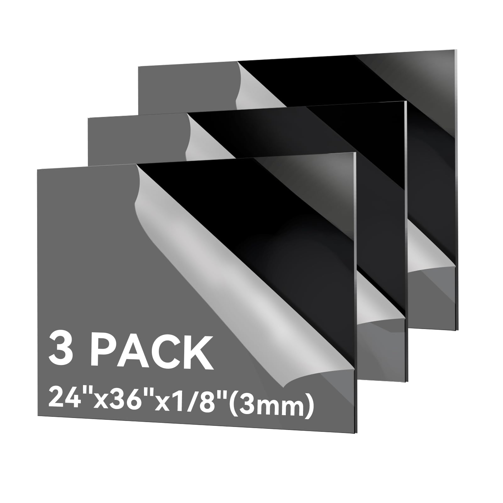 black plexiglass sheets 1/8 inch thick-24 x36 acrylic sheets,pack of 3-easy to cut with saw or drill, ideal for signs,crafting & home projects
