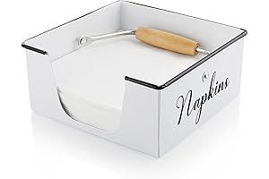 Bivvclaz Rustic Metal Napkin Holder for Table, Flat Napkin Dispenser with Wood...