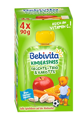 Bebivita Kinder-Spaß Früchte-Trio & Karotte, 4er Pack ( 4 x 4 x 90 g )