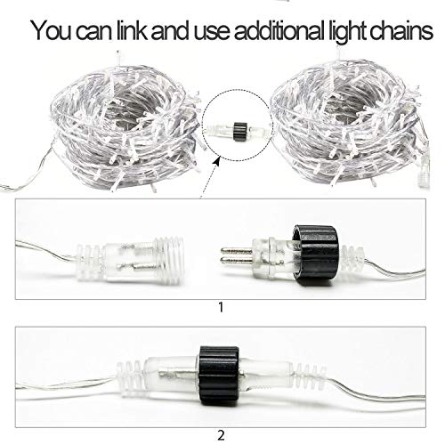 MOVEONSTEP Luci Natale Esterno Interno 200LED 22M Luci Albero di Natale Catena Luminosa Esterno Luci LED Natalizie per Albero di Natale con 8 Modalità IP44 Impermeabile-Bianco Caldo