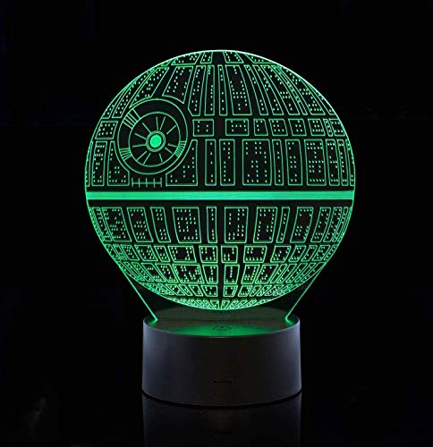 3D Ilusión óptica Lámpara LED Luz de noche Deco LED Lámpara 7 colores de control remoto con Acrílico Plano & ABS Base & Cargador usb (Star Wars)