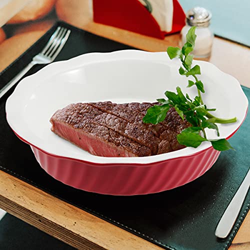 Wertioo Pie Pan 9 Inch 2 Pack, Ceramic Pie Dish, Pie Plate For Dessert Kitchen, Round Baking Dish Pan For Dinner (Rouge Red) #TOP5