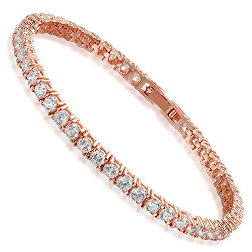 SHKA | AAA + 3.0mm Cubic Zirconia | 18K Gold Plated Ladies Tennis Bracelet CZ Bracelet | 6.5 inch-7.5 inch