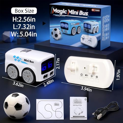 Image of Magic Mini RC Bus, 2.4 GHZ Inductive Car that Follows Drawn Line, Interactive Magic Mini Bus with Gestures Follow & Escape Modes, Idea Present for 6+ Kids Boys Girls and Adults (White)