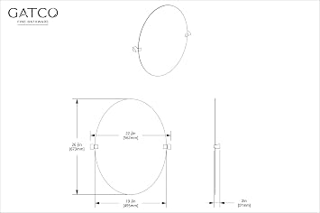 Gatco 5679 A-Line Frameless Oval Mirror, 26.5 Inch, Brushed Brass Matte Black Combo