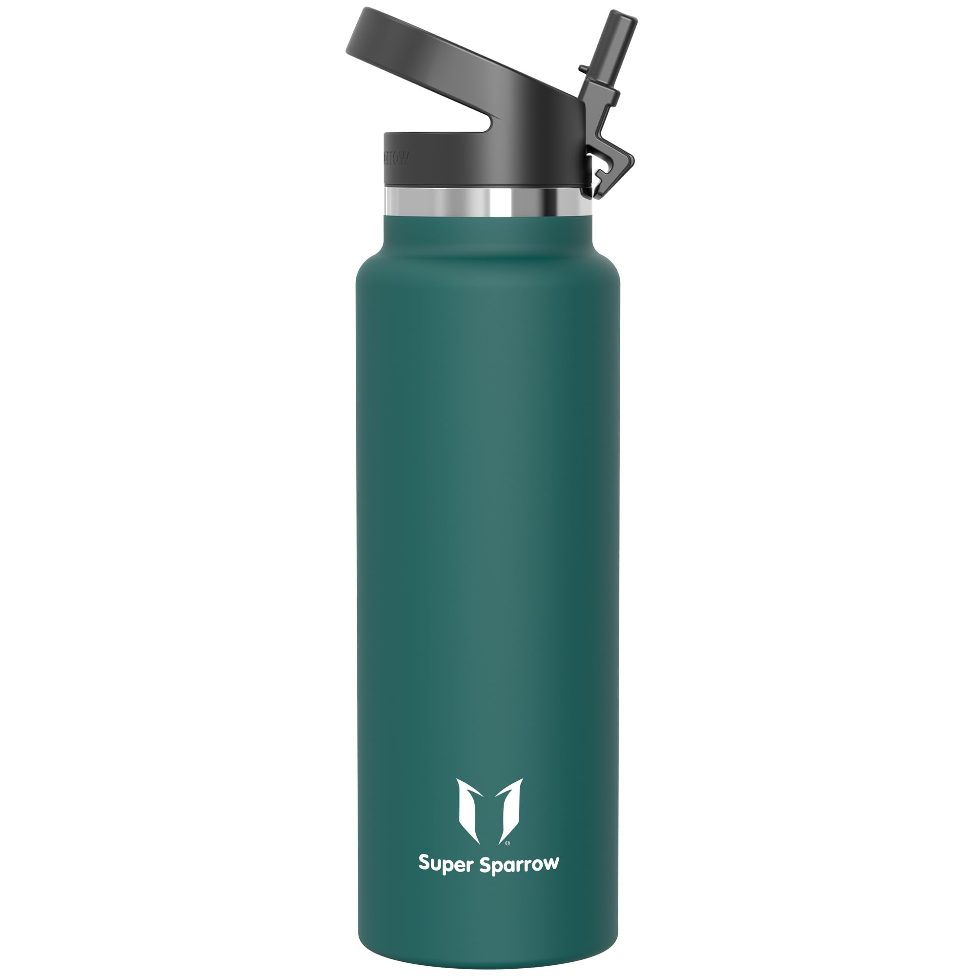 Super Sparrow Water Bottle Insulated - 500ml, 750ml, 1000ml, 1.2L, 1.5L - Wide Mouth Metal Bottle - SwivelSip Flask - BPA Free, Leak Proof - Ergonomic Straw Water Bottles for Gym, Travel, Sports - 1