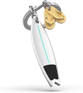 METALMORPHOSE – Llavero, tabla de surf y chanclas, llavero para surfista, regalo para hombre y mujer, gris, talla única, Minimalista