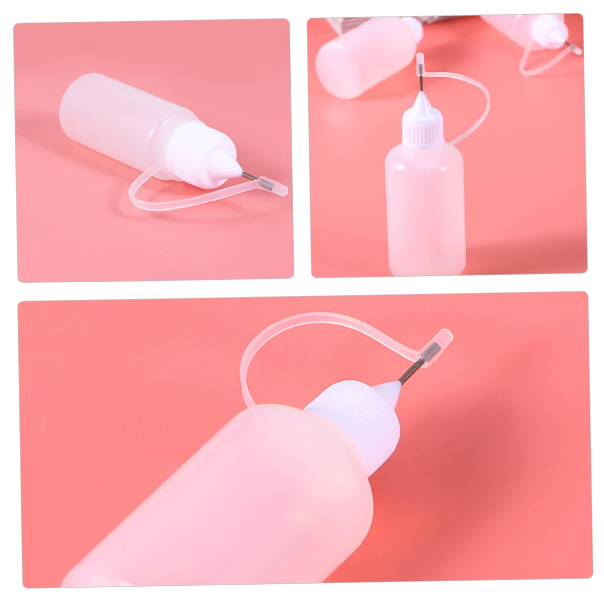 Botella Exprimible de Pegamento Aguja de Precisión para Proyectos Diy, 30 Ml, Plástico Blanco y Acero Inoxidable, Paquete de 15 Piezas para Manualidades
