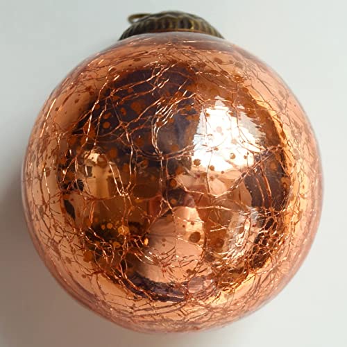 Set of 4 Rose Gold Copper Mercury Glass Ornaments...