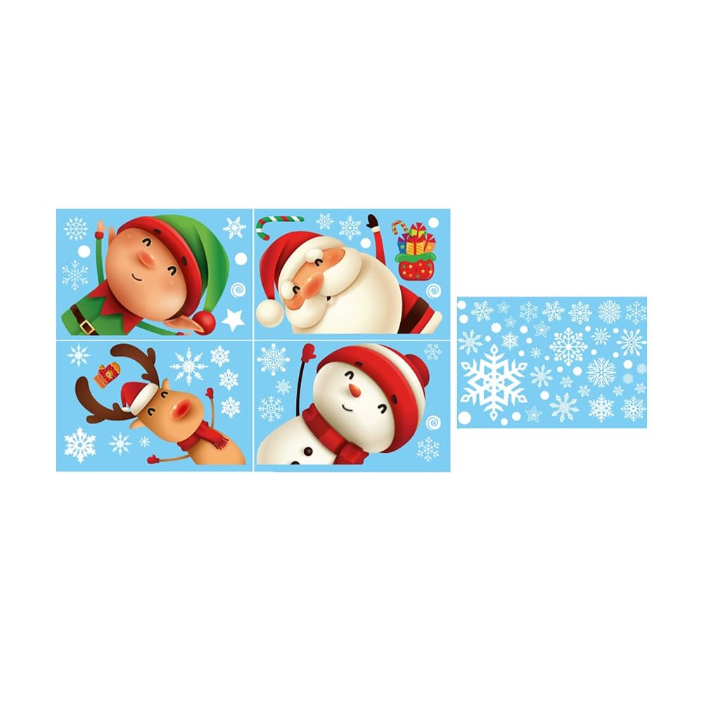 IJSDNVJNDX 80PCS Christmas Snowflake Window Clings Stickers Xmas Decals for Glass Holiday Snowflake Santa Claus Reindeer Decals