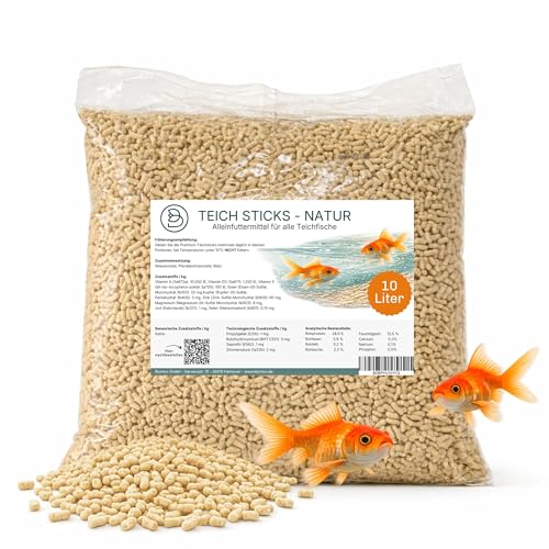 Blumixx Fischfutter Teich Teichsticks 10L - Premium Teichfischfutter Sticks für Teichfische Koifutter Goldfischfutter - schwimmendes Teichfutter mit Vitaminen leicht verdaulich für klares Wasser