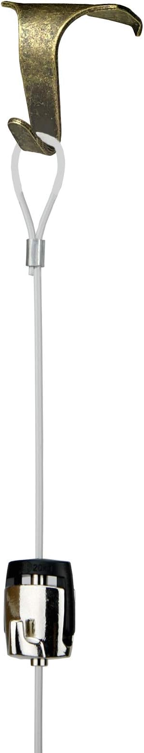 Shades 4 pack Molding Hook Kit holds 45lb each with Picture Rail Hooks, Superior Design CAM Hooks and Loop Cords or Cables (59" perlon, Bronze)