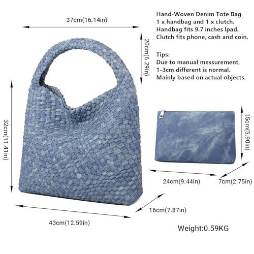 Image of Queenoris Fashion Hobo Bags for Women Top-handle Shoulder Bag Vegan Leather Purses Soft Summer Tote Bag | WOVEN