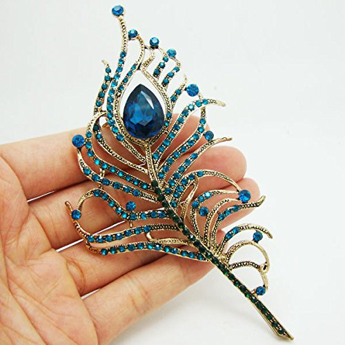Image of TTjewelry Gorgeous Peacock Feathers Rhinestone Crystal Brooch Pin