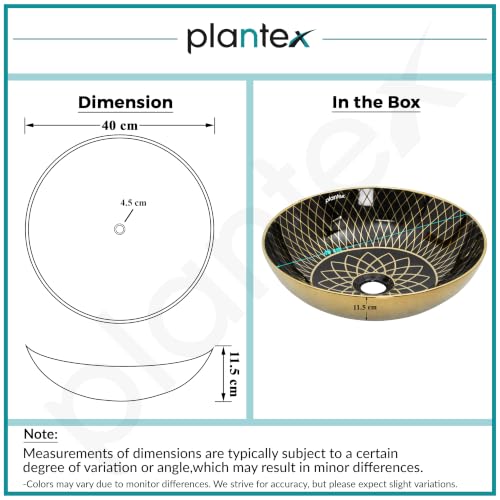 Image of Plantex Table Top Wash Basin For Bathroom /Designer Ceramic Basin /Countertop Vessel Sink Basin - Indo-European Collection (16 x 16 x 5 Inch)