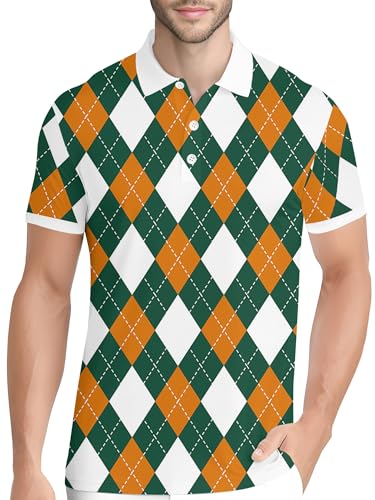 Image of PAGYMO Funny Golf Shirts for Men Crazy Printed Pattern Novelty Moisture Wicking Performance Mens Polo Shirt