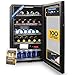 Sommertal Kühlschrank mit Glastür GK100– Leiser Getränkekühlschrank mit LED, Touchscreen & Schloss kleiner Flaschenkühlschrank schwarz 100L