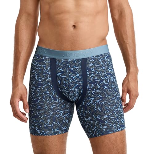 Jockey Men's Underwear Chafe Proof Pouch Cotton Stretch 6" Boxer Brief - 3 Pack, Nocturne Camo, L2