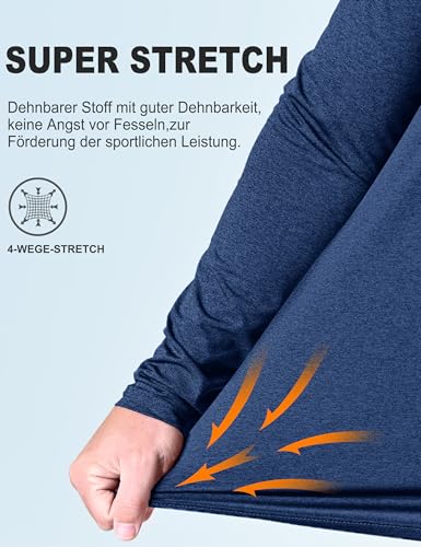TACVASEN Herren 1/4 Zip UV-Schutz Langarmshirts Rashguard UPF 50+ Running Tops mit Stehkragen – Bild 4