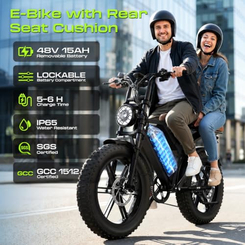 Image of SISIGAD Electric Bike for Adults, 1500W Peak Motor E Bike with 48V 15 /30Ah Battery, 60-100 Miles Range Electric Bicycle, 20 inch New All-Terrain Ebike with 7 Speeds, Full Suspension