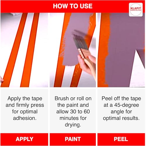 Image of KLAPiT Waterproof Masking Tape - 1 Inch X 50m Painters Tape, Paper Tape, Washi Tape, Red Tape for Painting, Home Office, Industrial Use, Extreme Conditions, Multi-Purpose Tape (6 pc Pack)