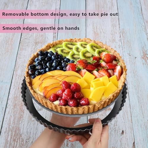 9 Inch Quiche Pan with Removable Bottom, 22cm Fluted Tart and Pie Flan Tins for Baking, Non-Stick Steel Quiche Dish for Pie, Mousse Cakes, Desserts - Image 5