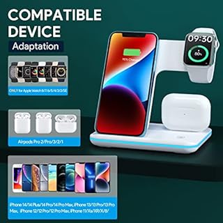 3 in 1 Wireless Charging Station, Wireless Charger Docking Station for iPhone 16/15/14/13/12/11/XR/XS/and Apple Watch 8/7/6/5/4/3/2/SE, Charging stand for AirPods 1/2/3/ Pro/Pro 2 with Lightning Port