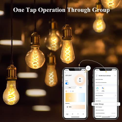 DiCUNO White Filament A60 LED Smart Bulb E27, 5W Dimmable Smart Connected WiFi Clear Light Bulb, 450LM, Works with Alexa - Image 2