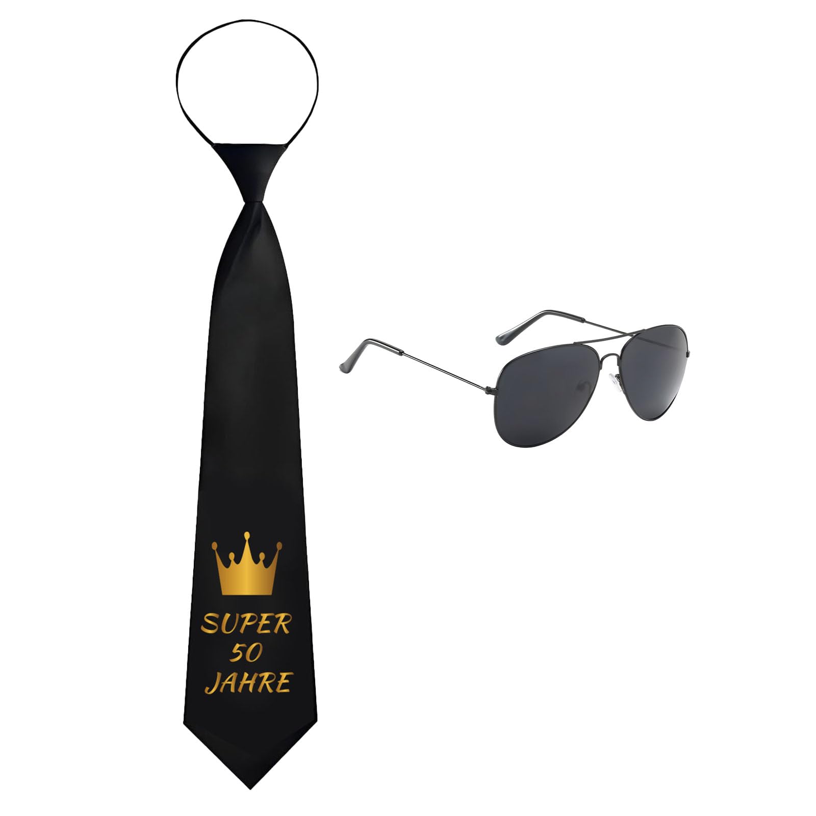 ZOCONE 50 Geburtstag Mann Personalisierte Krawatte und Partybrille Set Schwarze Krawatte zum 50. Geburtstag Geschenk Lustig Accessoires für Geburtstagsparty Foto