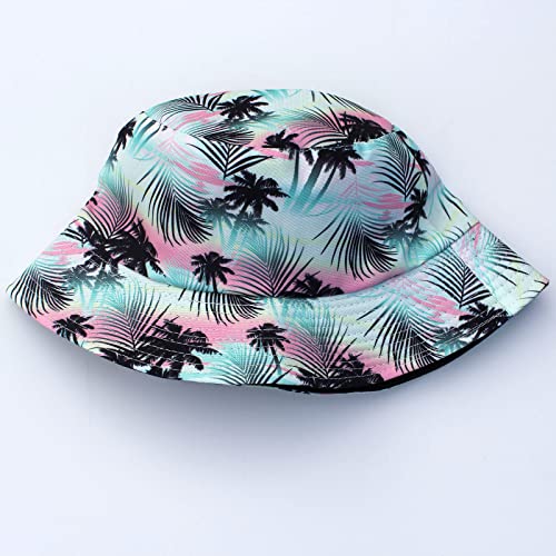 Hawaii Printed Bucket Hat Unisex Summer Beach Sun Hat Double-Side-Wear Reversible Bucket Hat For Women Men Reversible Outdoor Protetction #TOP3