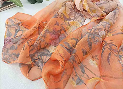Image of Pokeedioty Scarfs for Women Lightweight Scarves Elegant Floral Pattern Sheer Scarfs Shawls Wraps