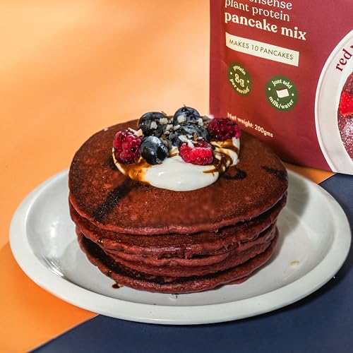 Image of Cosmix No-Nonsense Protein Pancake | 8g Protein /Serving | Instant Breakfast with Supergrain Blend (Oats, Jowar, Kodo, Little Millet) | Pancake Mix | No Maida, No Refined Sugar | Red Velvet - 200g