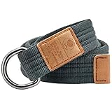 KYEYGWO Canvas Belts for Men Woman, Webbing Double Loop D Ring Buckle Jeans Waistband Belt, Light Grey